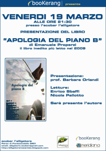 Locandina Alligatore MC presentazione romanzo Apologia del piano B