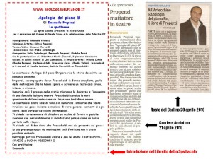 Libretto Articoli giornale Apologia del piano B Spettacolo Teatrale sul libro di Properzi